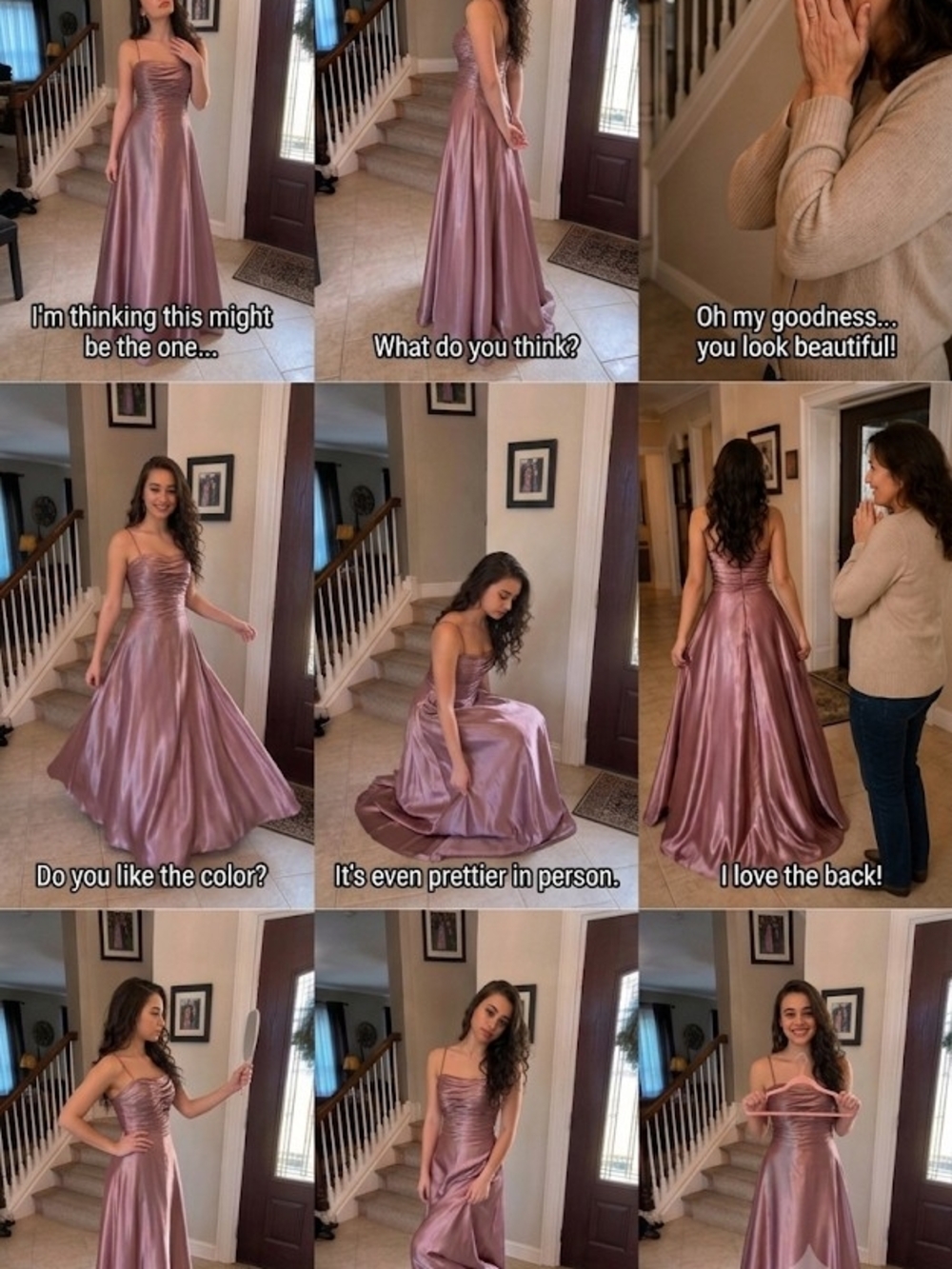 Designer Satin A-Line Evening Dress in Iridescent Mult Color Fabric Metallic Pin